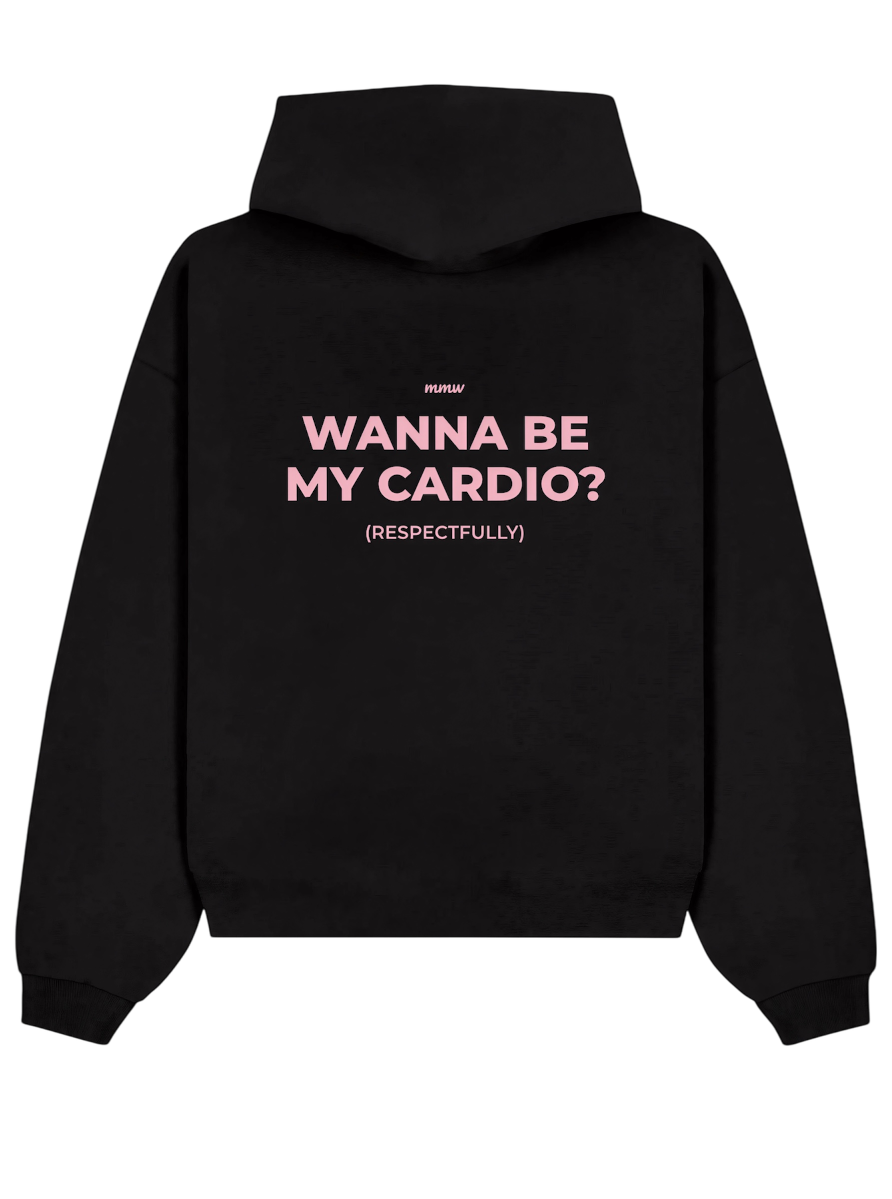 WANNA BE MY CARDIO? Hoodie (BLACK) Soft Pink